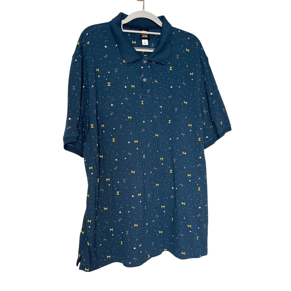 Star Wars x Amazon Essentials blue graphic print polo top